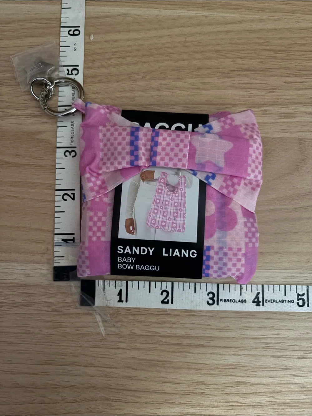 BAGGU x Sandy Liang Baby Baggu Market Plaid Pink Reusable Foldable Tote Bag - Picture 3 of 5